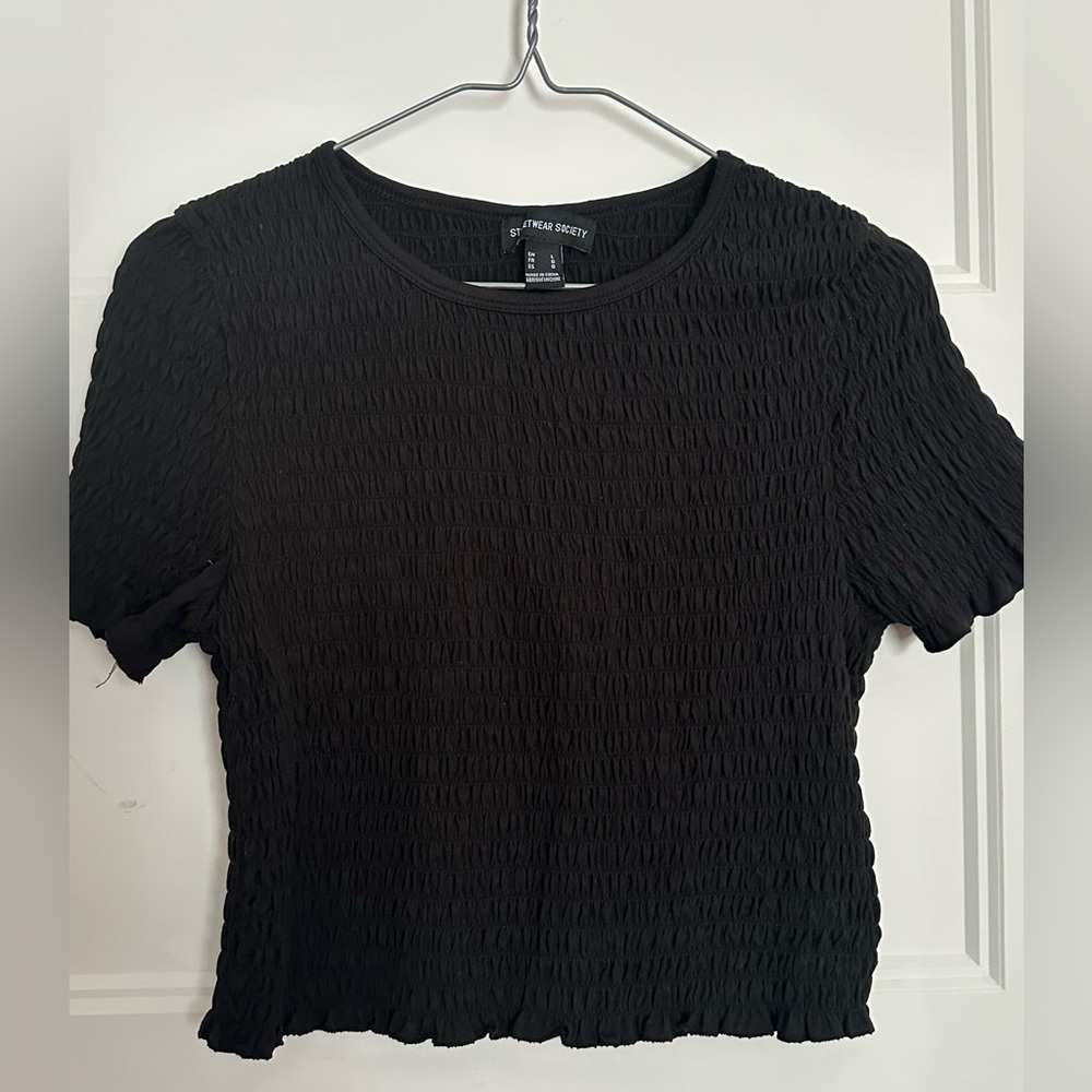 Black Textured Women's Top, STREETWEAR SOCIETY